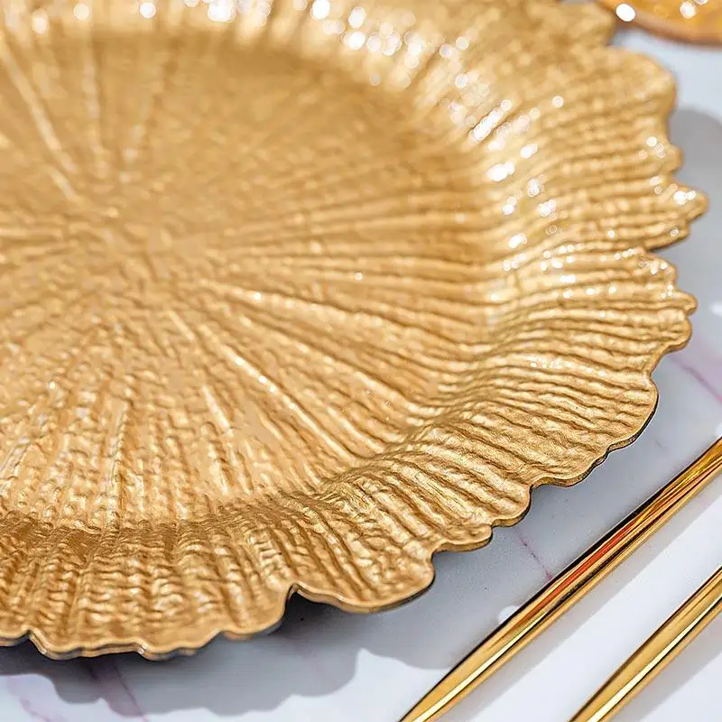 13 inch gold reef charger plates wedding decoration melamine plates for restaurant