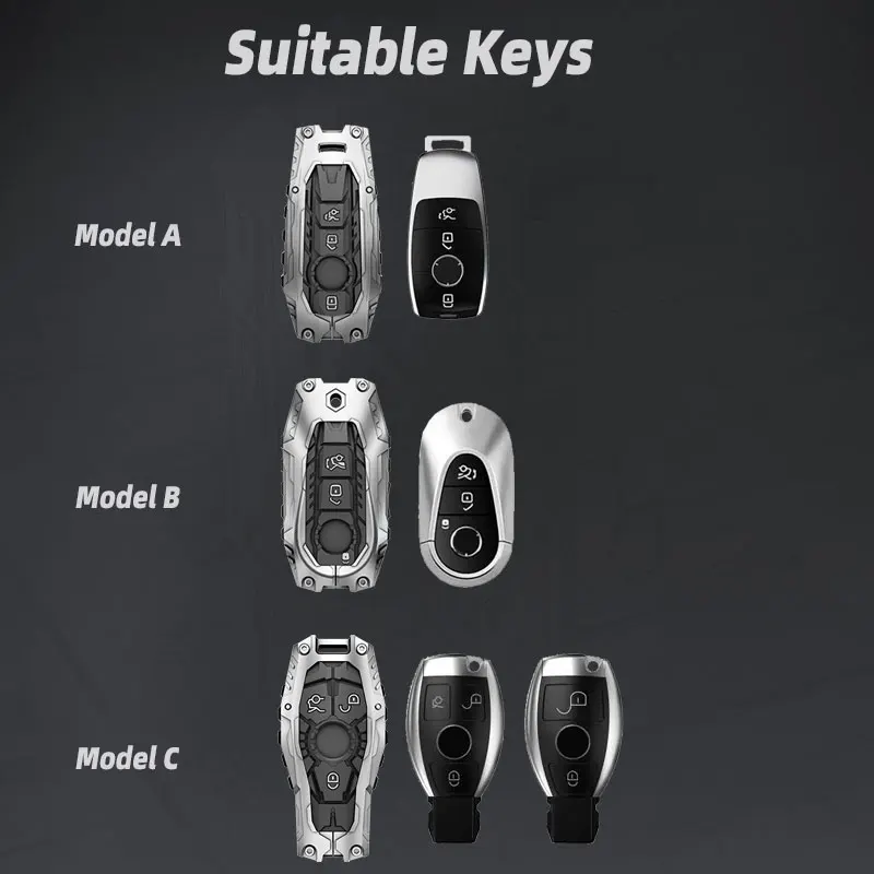 Fit for Mercedes Benz C-class S-class E-class AMG G63 GT coupe EQS 53 car key fob case cover housing with keyring