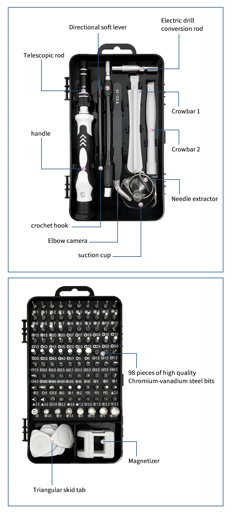 115 IN 1 precision screwdriver set Repair Tool Kit with screwdriver bits