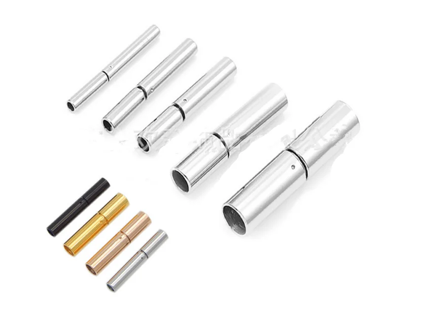 Wholesale Stainless steel round tube clasp for round leather bracelet and necklace making findings