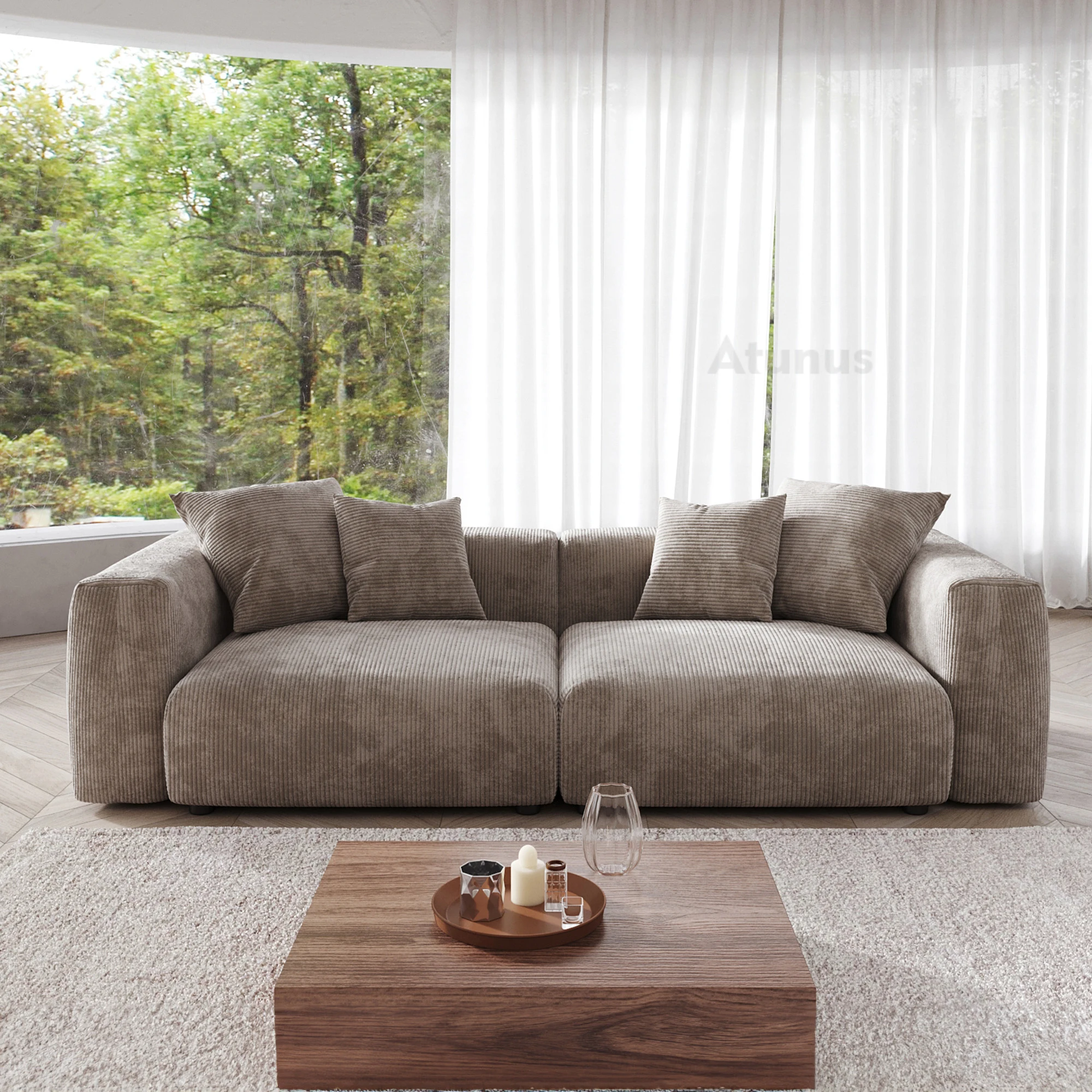 ATUNUS Extra Modular Sectional Sofas Large Soft Sofa Couch Living Room Hotel Luxury Furniture Corduroy Fabric Sofa Set