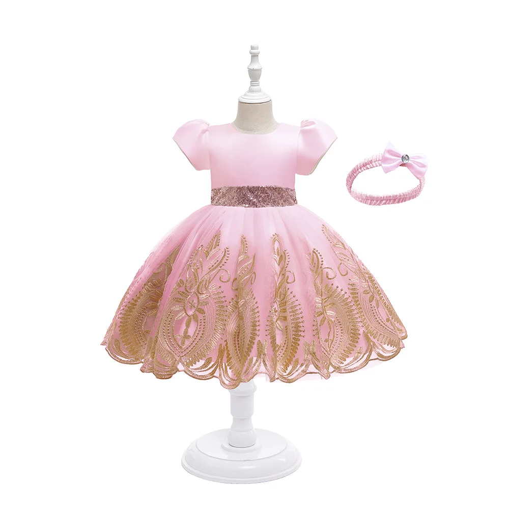 baby Bow-knot mesh tutu skirt party children lace birthday wedding designs flower girls princess model night dresses