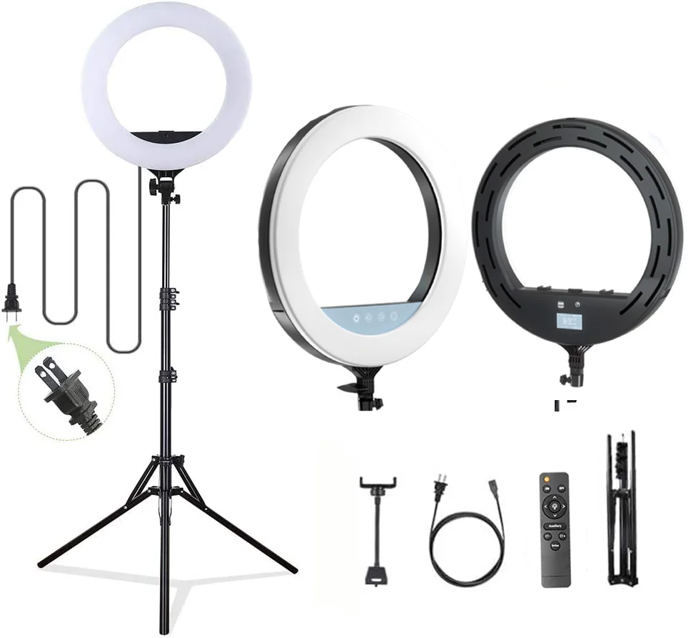 Hot Sales 3 level brightness  18 inch professional big giant photography LED selfie ring light with tripod stand