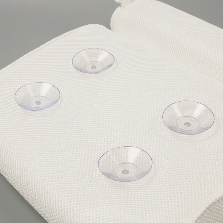wholesale Luxury Breathable Non-Slip 3D Mesh bathtub pillow With 4 Suction Cups washable Back Neck bath pillow