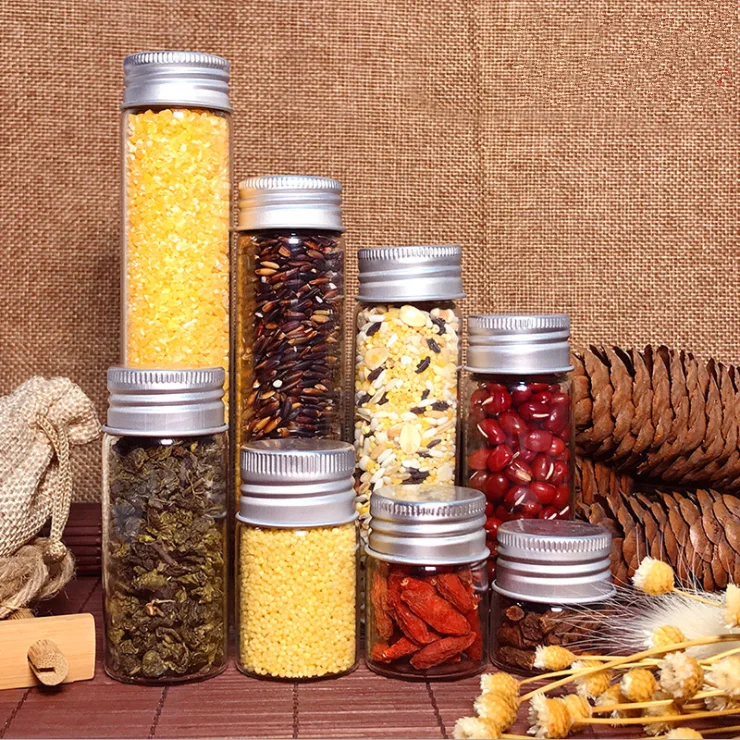 wholesale price available different sizes food storage small glass bottle with lid glass tube bottles 100 ml