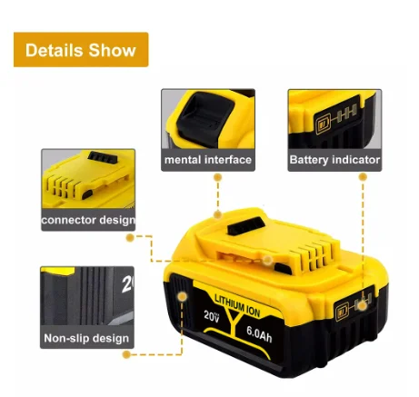 Rechargeable Battery DCB609 20V 4.0Ah 6.0Ah  for Dewalt Screwdrivers Drills, Screwguns, Tungsten Carbide Screwdrivers