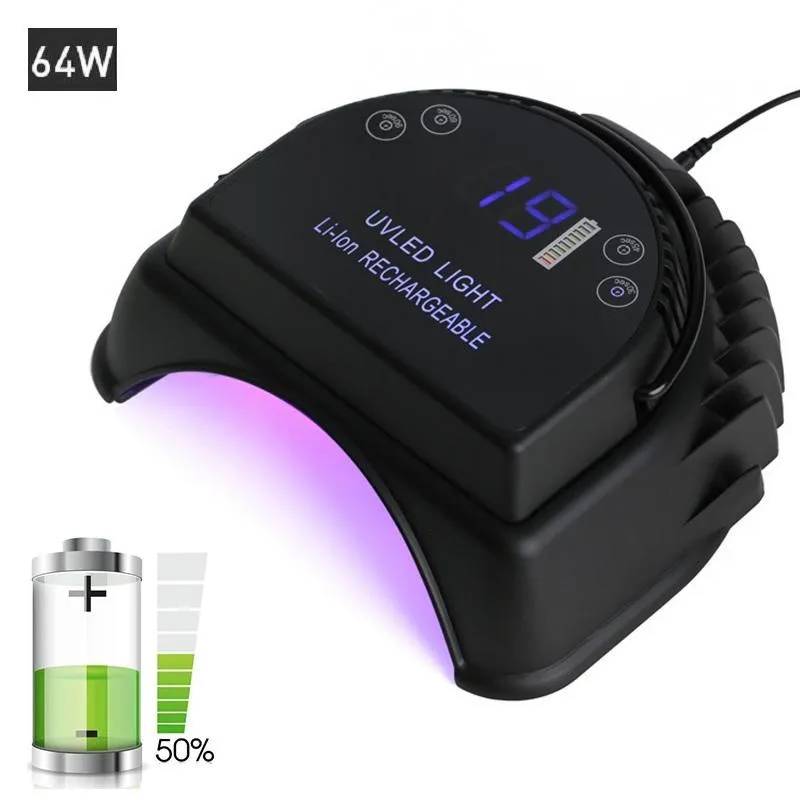 High Power Cordless Nail Gel Light 64W Wireless Gel nail Lamp With Handle