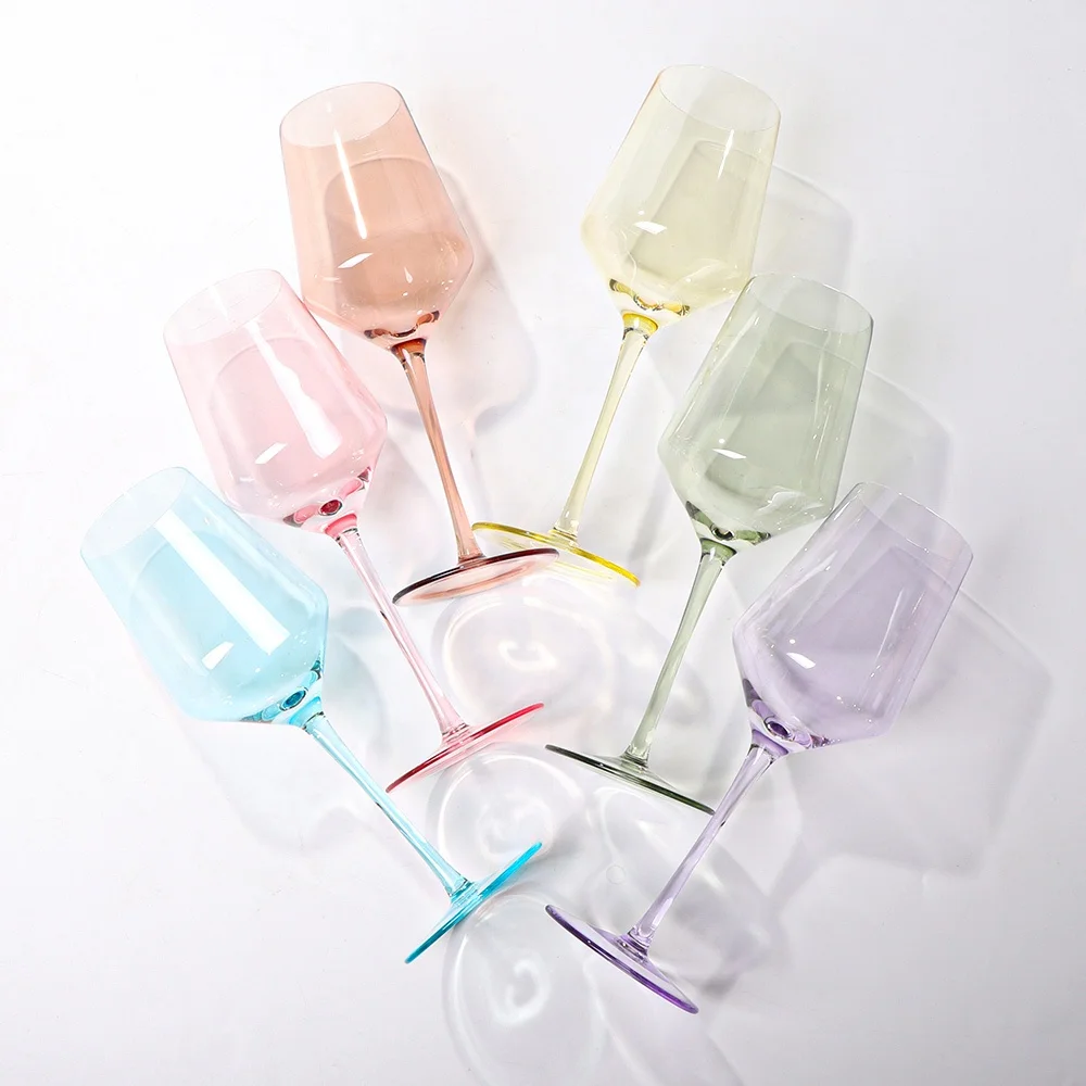 Telsen Pink Blue Purple Wedding Glassware Crystal Red Wine Glass