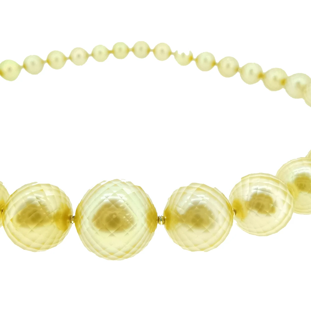 Gold pearl necklace K18 gold beads with cut tahitian gold pearl necklace 9.5mm to 13.5mm pearl