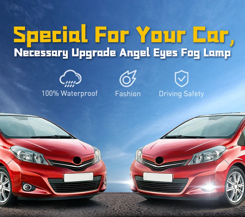 Daytime Running Light DRL Angel Eyes Fog Lamp Led For Toyota L LE Hatchback 2012 Vitz 2013 2014 Yaris Yellow White Blue Red