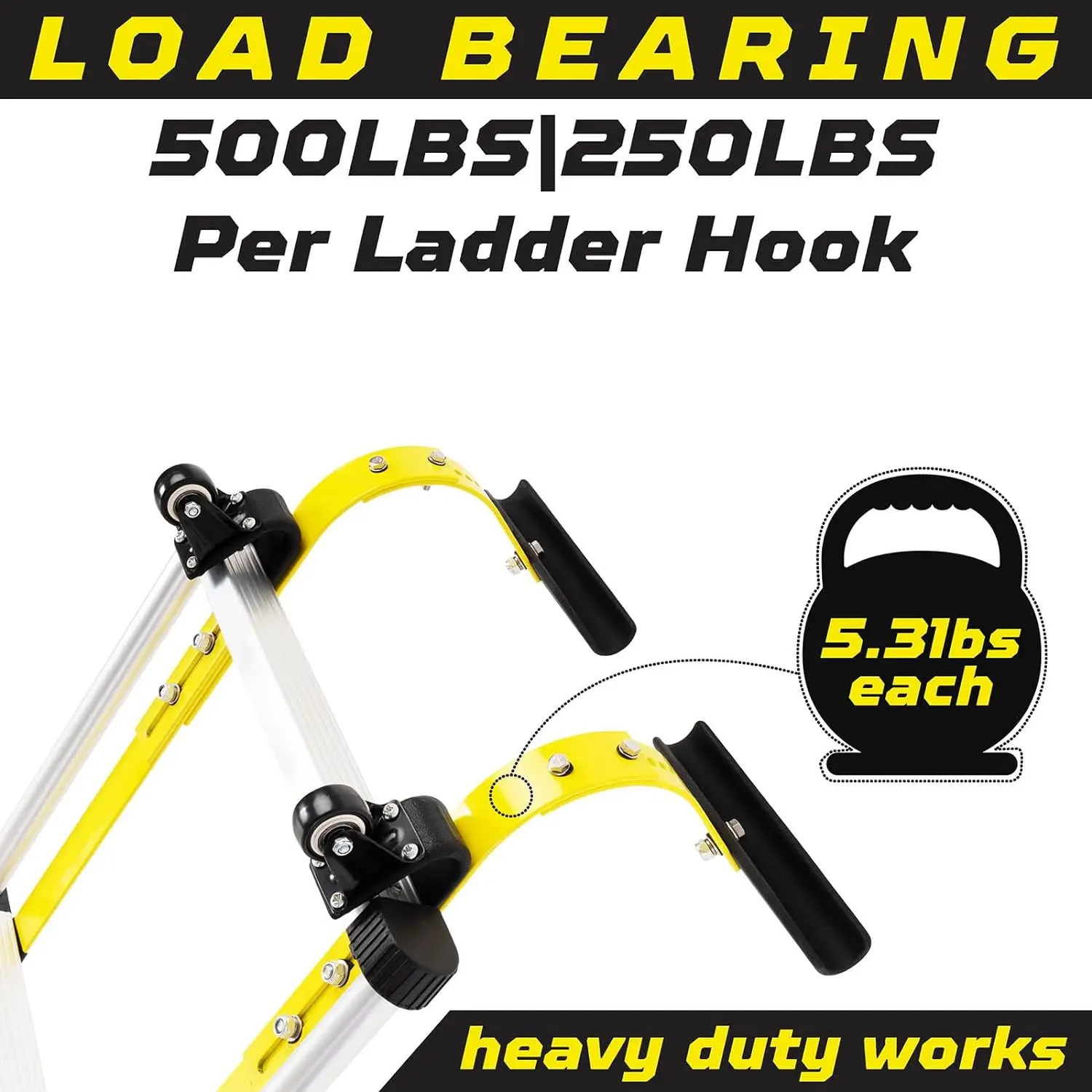 Ladder Hooks for Roof Heavy Duty Steel Ladder Stabilizer with 360 Rotatable Grip