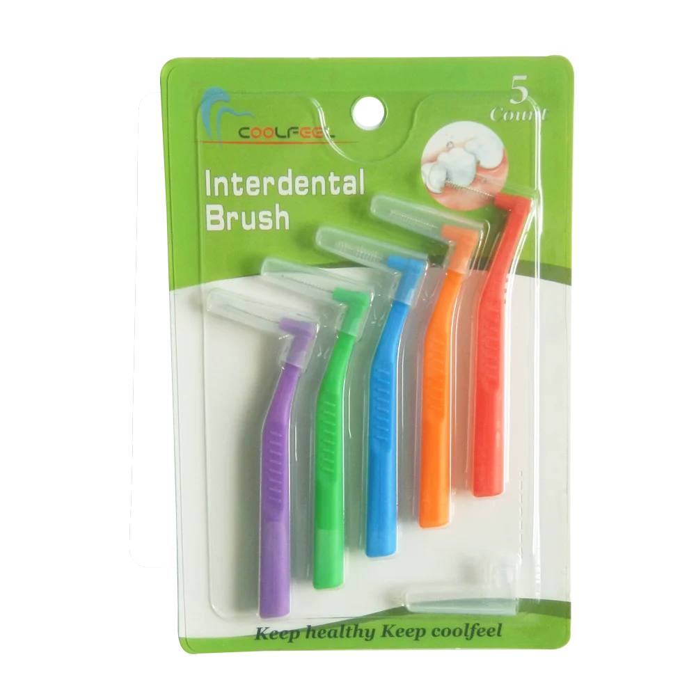 factory  directly supply 5pcs blister card package top quality L shape interdental brush