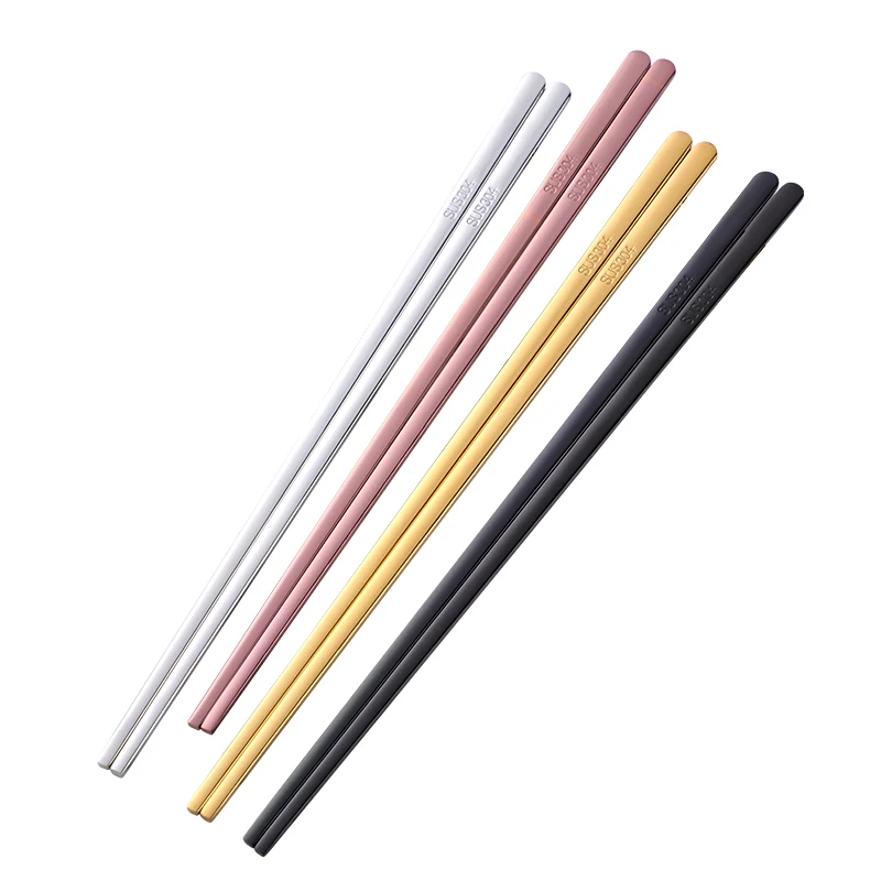 Wholesale Titanium Custom Chopsticks 18/8 304 Stainless Steel Japanese Korean Chopsticks for Sushi