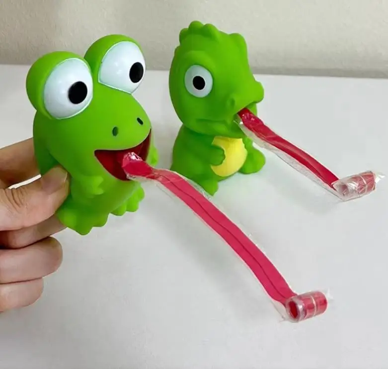 2023 new arrival animal squeeze toy with tongue funny rolling tongue squeeze sticking out frog animal squeeze toy