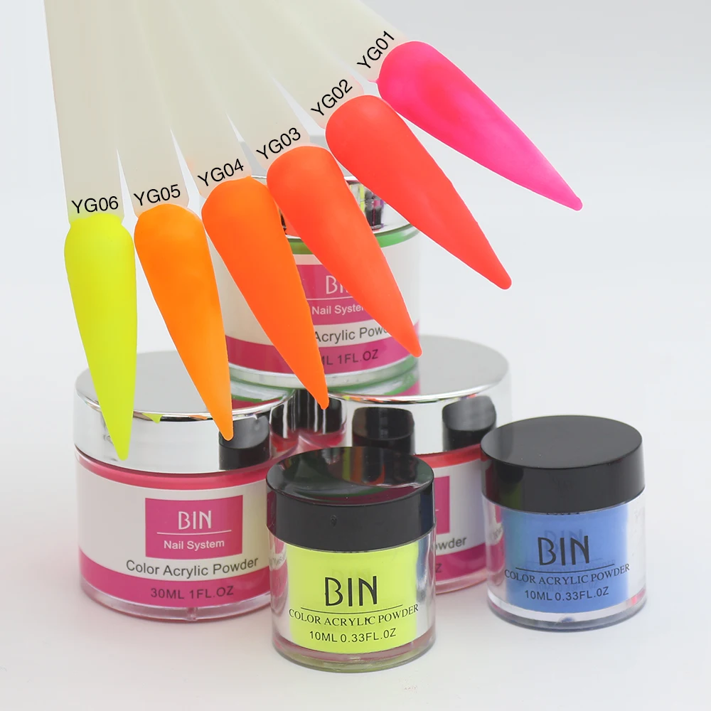 BIN 10ml Neon Acrylic dipping Nail Powder Professional manicure Polymer Powder for Nail Extension