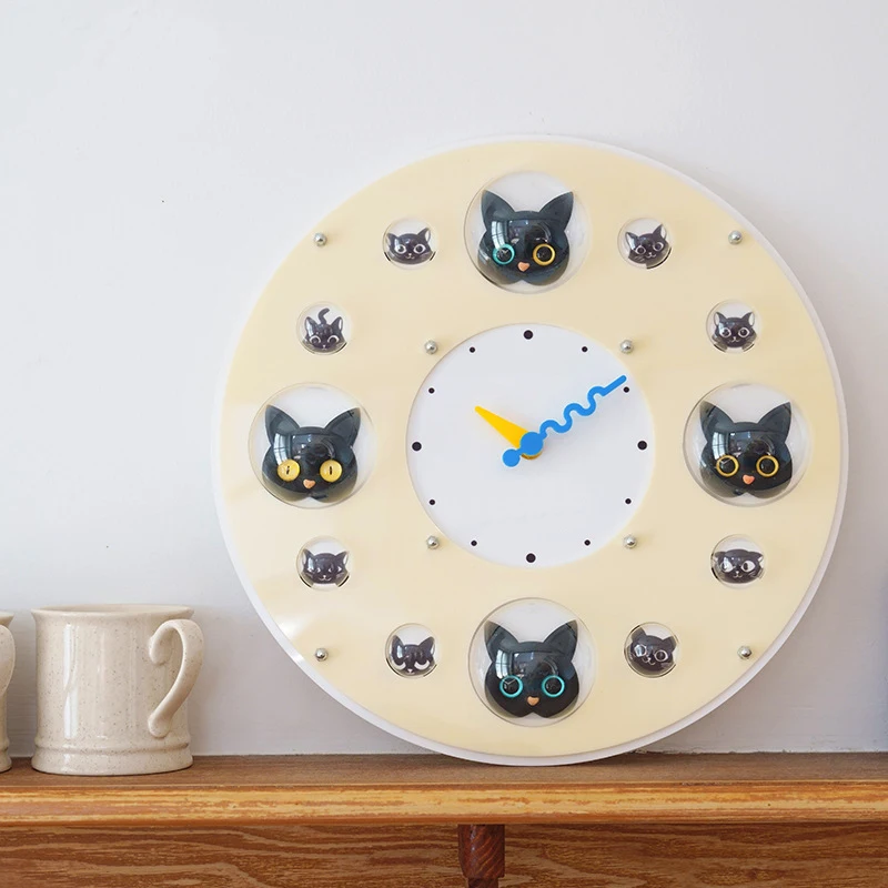 35mm Diameter 6.5cm Thickness Red Three-dimensional Cat Bubble Clock Plastic Wall Clock with Quartz for Home Bedroom Box Packed