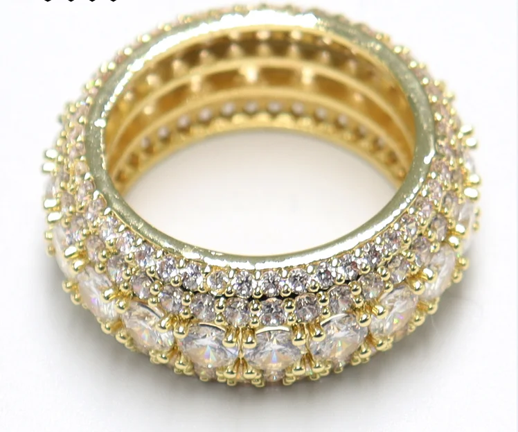 Gold Moissanite Diamond Hiphop Gold Plated Silver Ring women Iced Out Ring For men and women