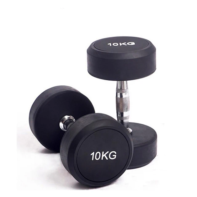 wholesale Coated Dumbbell Round Rubber Cpu Coated Cast Iron Dumbbell Round Head Rubber Dumbbell sales For Weight Lifting
