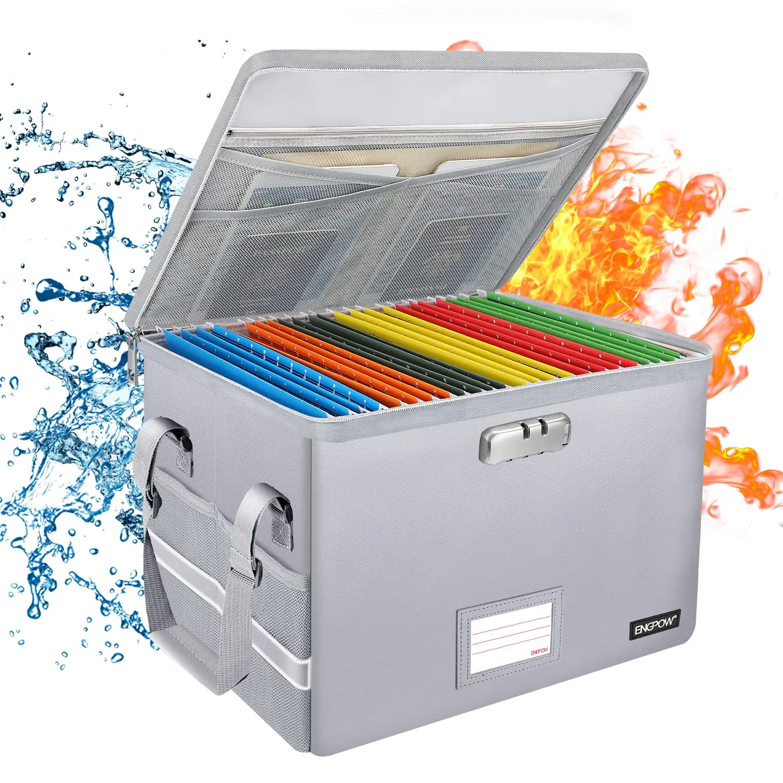 Large Fireproof Box with Lock Collapsible Portable Home Office Safe Box with Handle File Organizer Case for Letter Legal Folder