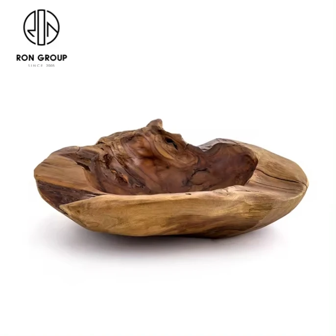 Decorated wholesale food serving restaurant acacia wood fruit salad soup bowl rustic handmade wooden dough bowls for large size