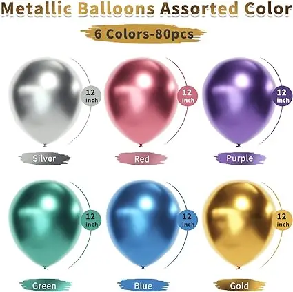 Year Party Chrome Metallic Balloons Environmental Protection Latex Degradable Balloon New Assorted Color 12 Inch 