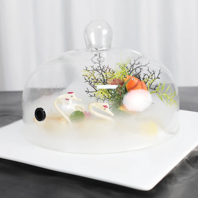 Mood dishes keep fresh cover molecular cuisine gourmet food glass smoke cover bar soul cocktail mix smoke cover