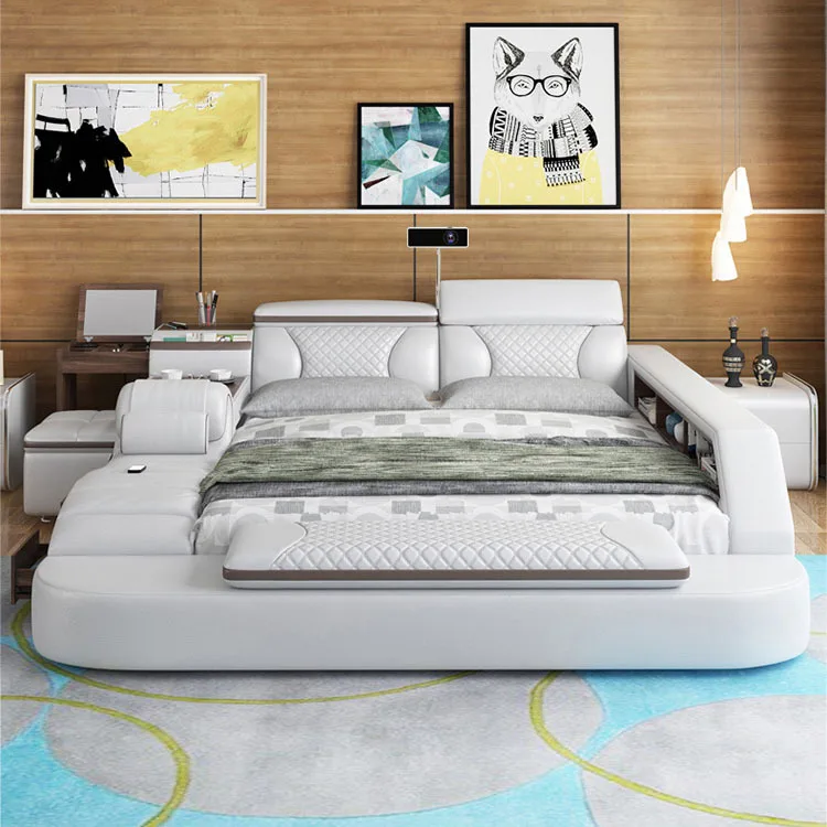 Wholesale Luxury Bedroom Furniture with Dressing Table Modern Designs Multi Functional Smart Massage King Size Bed Bedroom Sets