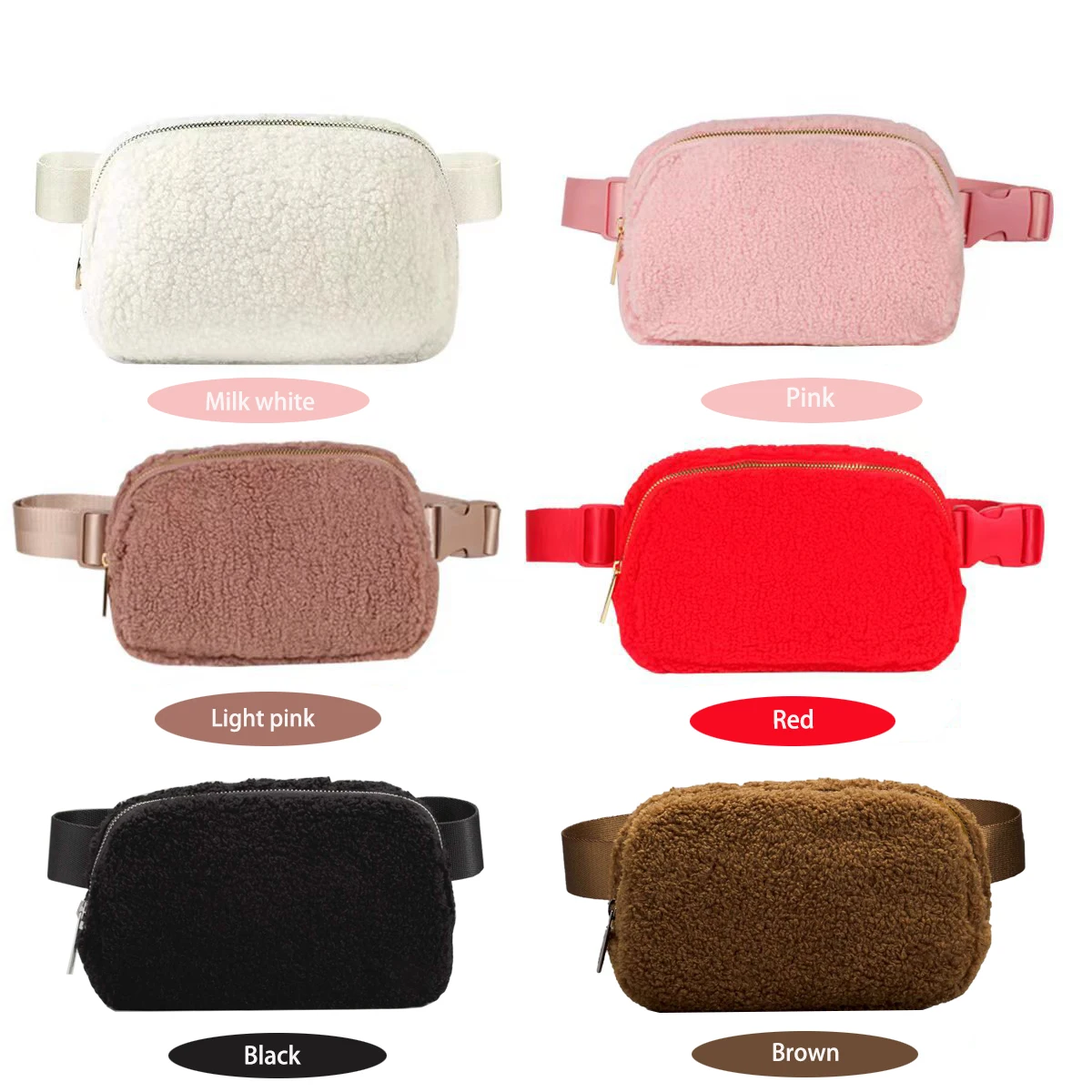 BSCI Factory Cute Cozy Fashion Sherpa Fleece Bag Sling Chest Bum Waist Fanny Packs Everywhere Belt Bag