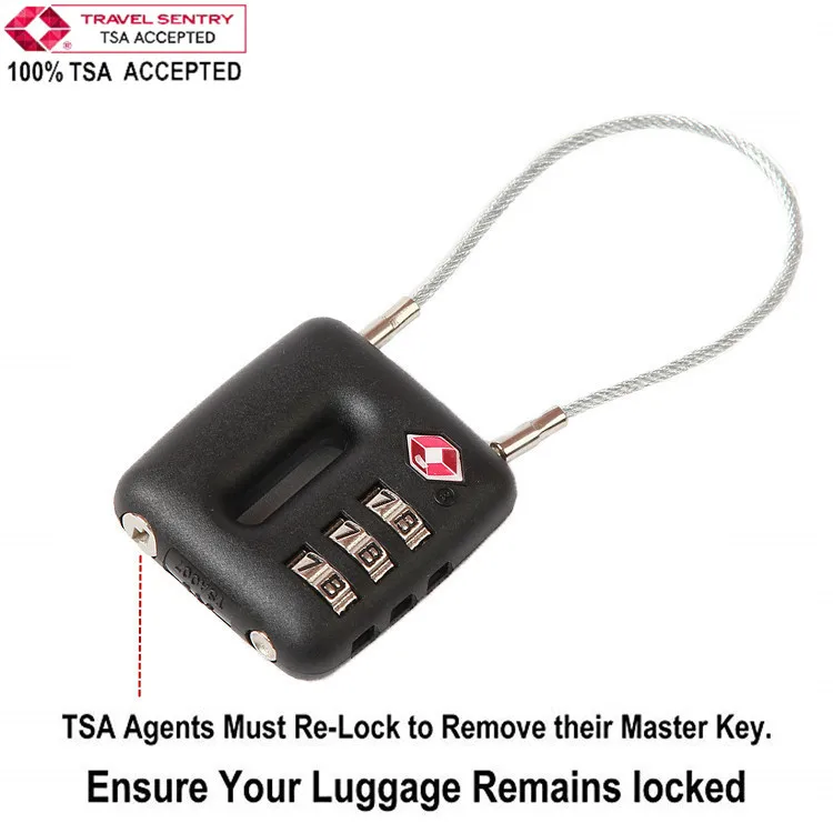 Travelsky tsa approved locks safe travel mini  tsa 3dial combination lock