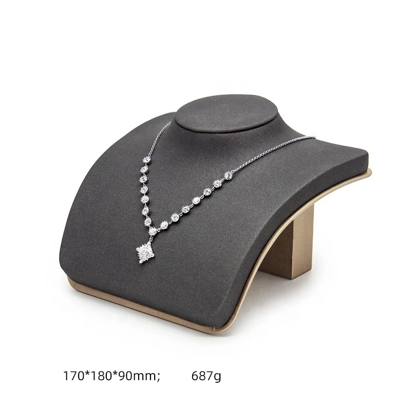 Jewelry stand display props for ring necklace earrings set bust holder black PU leather jewellery display stands sets