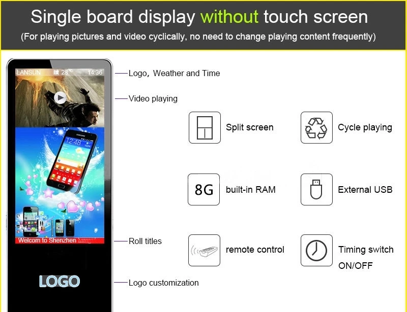 43 49 55 inch PC built in foldable portable android wifi/lan advertising lcd HD digital signage display screen monitor