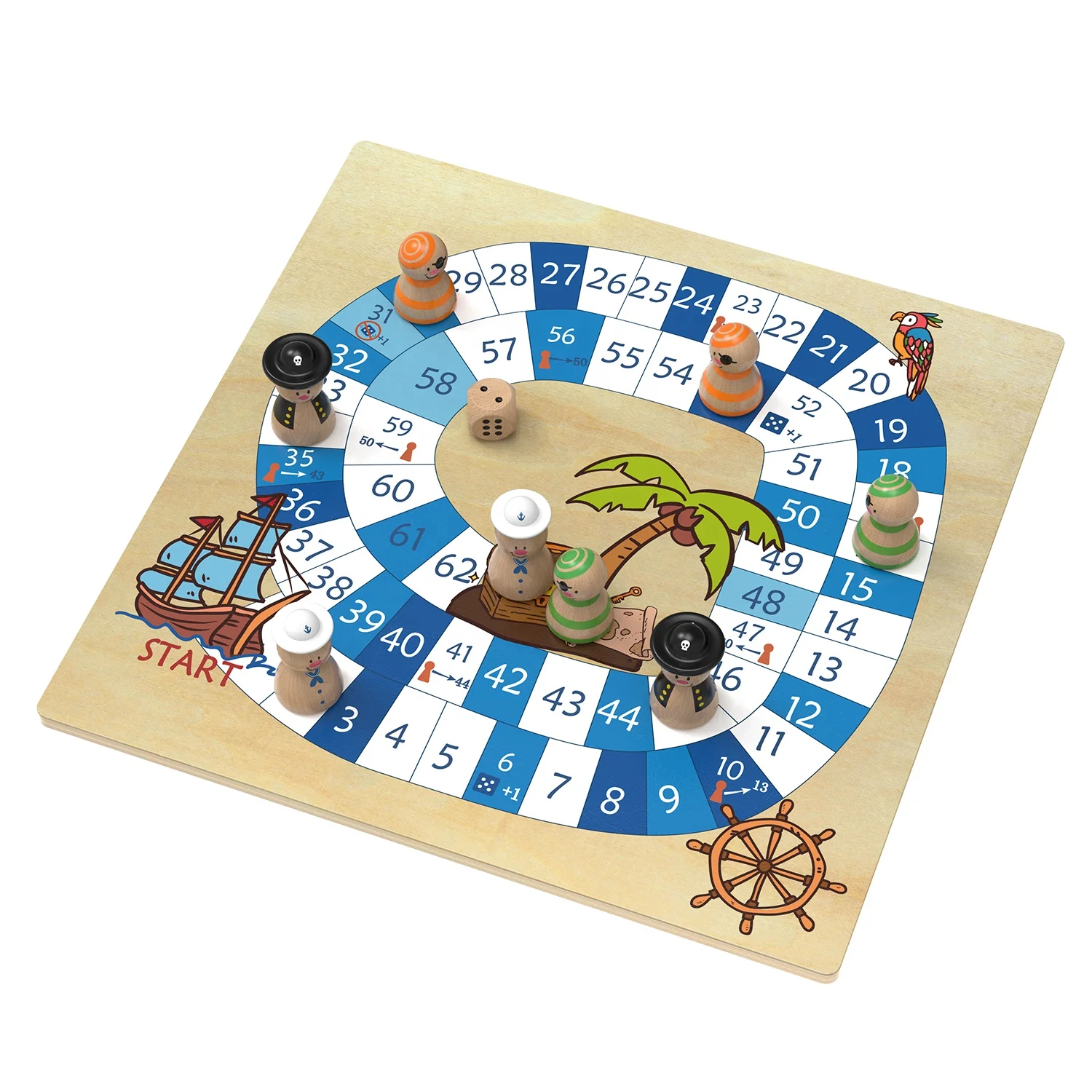 Montessori Kids Educational 2 In 1 Wooden Chess Board Game Sets Popular Pirate Ludo Chess Game And Goose Chess Sets