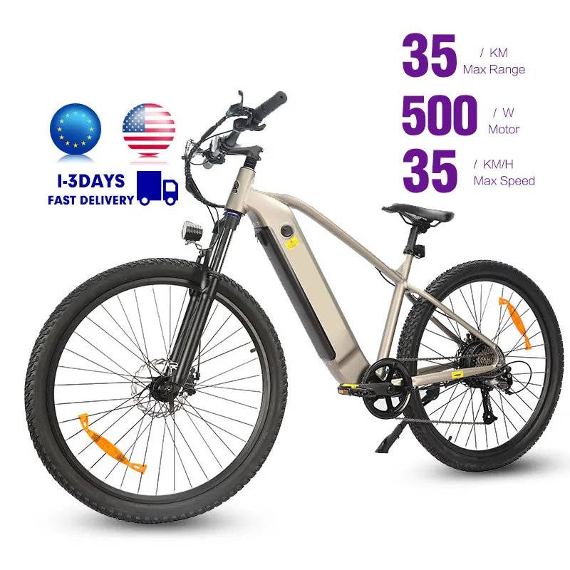 EU US Warehouse Stock 7 Speed 48V 500W 26 Inch Long Range Hybrid Ebike City Road E Bike Electric Bicycle For Adults