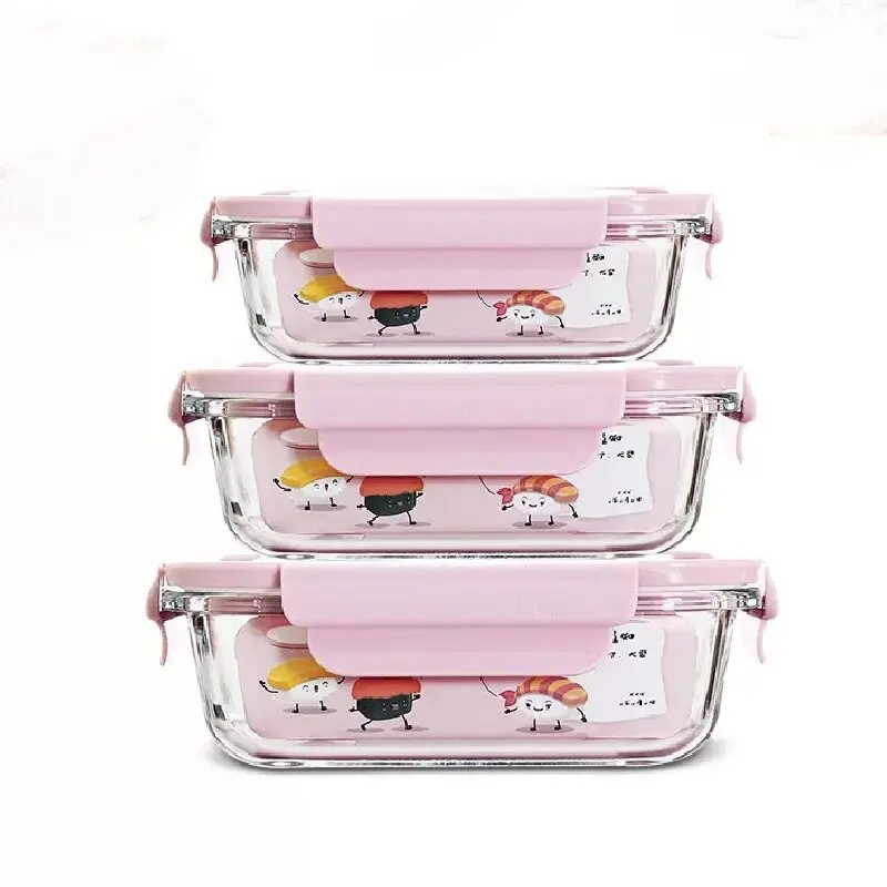 Compartment Plastic glass Bento Box School Lunch Container for Kids Office Use Freshness Preservation Feature