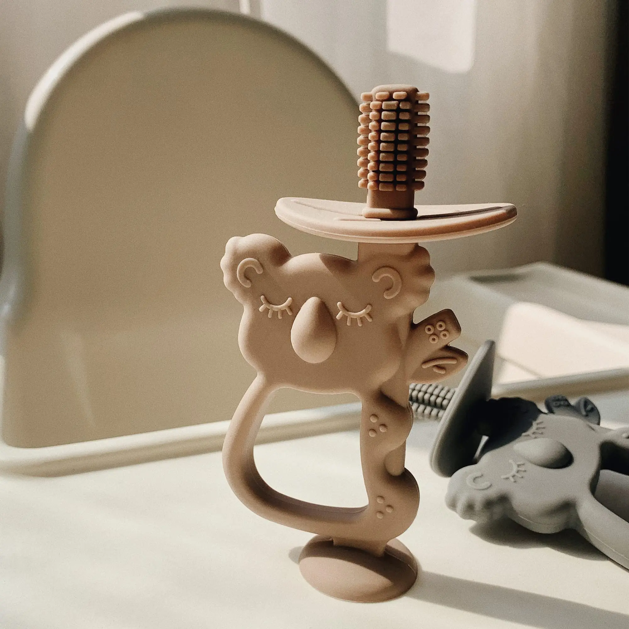 Natural Rubber Silicone Organic Baby Toothbrush Teether Toys