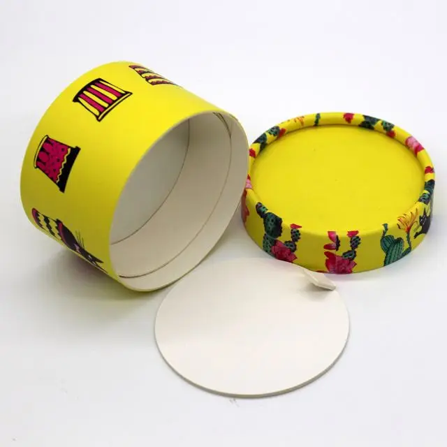 Wholesale Food-grade large yellow design printed round paper ice cream carry take away box tube cylinder