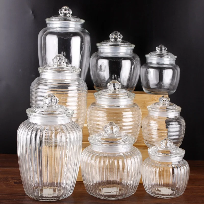 Glass Jars with Airtight Lid Canisters Sets for the Kitchen for Cookies Flour, Sugar, Rice