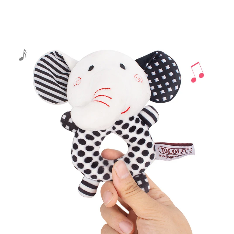T036 Baby animal round hand ring black and white plush hand ring cartoon toy