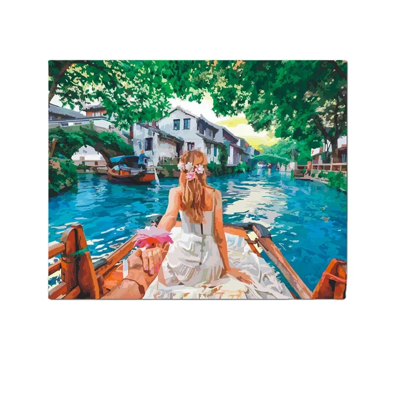 Wholesale factory Diy Paint By Numbers Kits Sets Beautiful Girl Oil Painting Kit