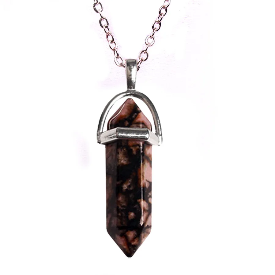 Bullet Hexagonal Column Pendant fashion natural stone jewelry necklace for women