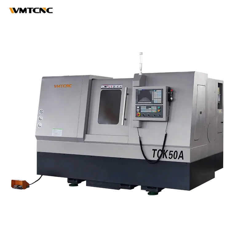 Medium duty cnc lathe TCK50A metal horizontal automatic slant bed lathe from china with 2 axes reliable motor