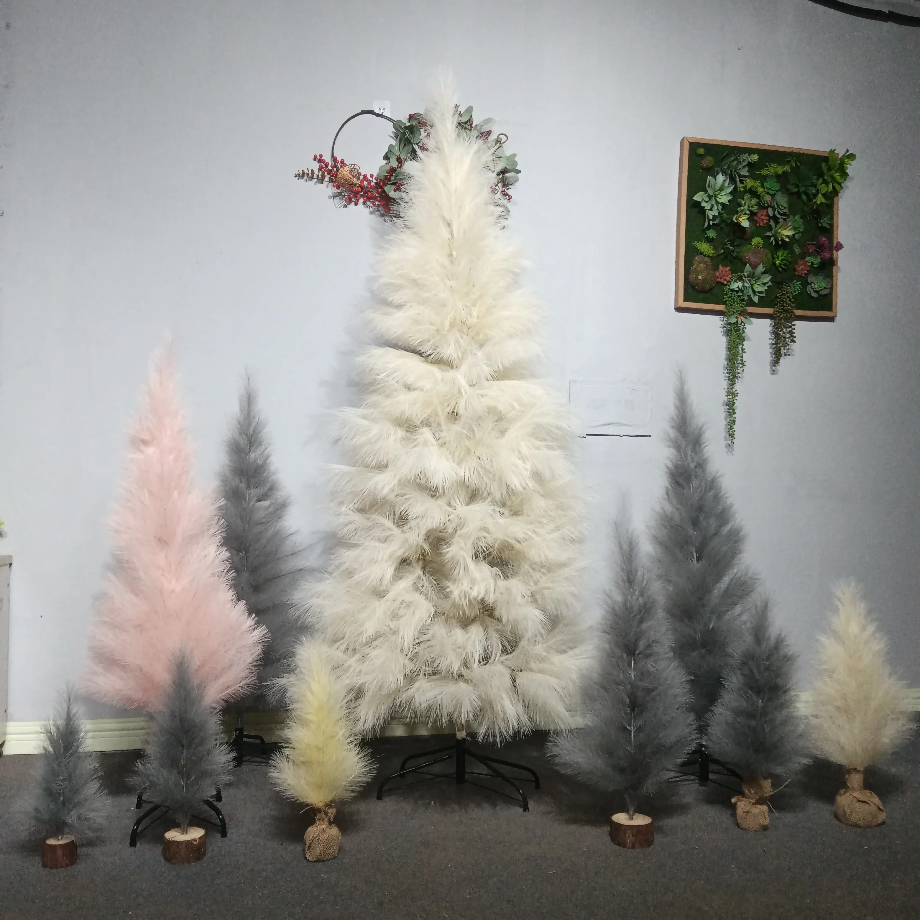 B0484 indoor home decor natural pampas christmas trees fake pampas artificial large pampas grass tree for Christmas tree