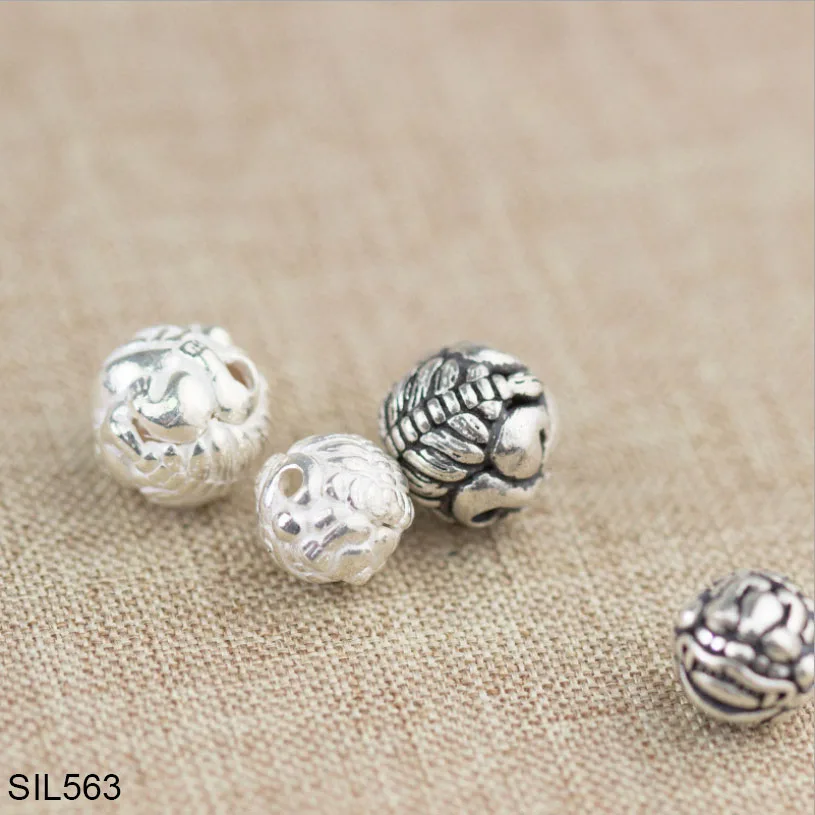 Sterling Silver Pixiu Beads Sterling Good Fortune Pixiu Beads 925 Silver Lion Beads SIL563