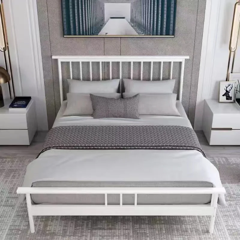 White Queen Bed Factory direct sale fashion product home furniture bedroom single and double hotel metal bed
