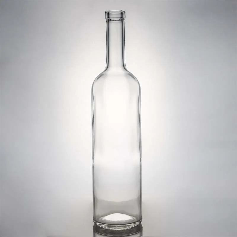 Wholesale custom round glass bottles f or whiskey gin rum with cork stopper