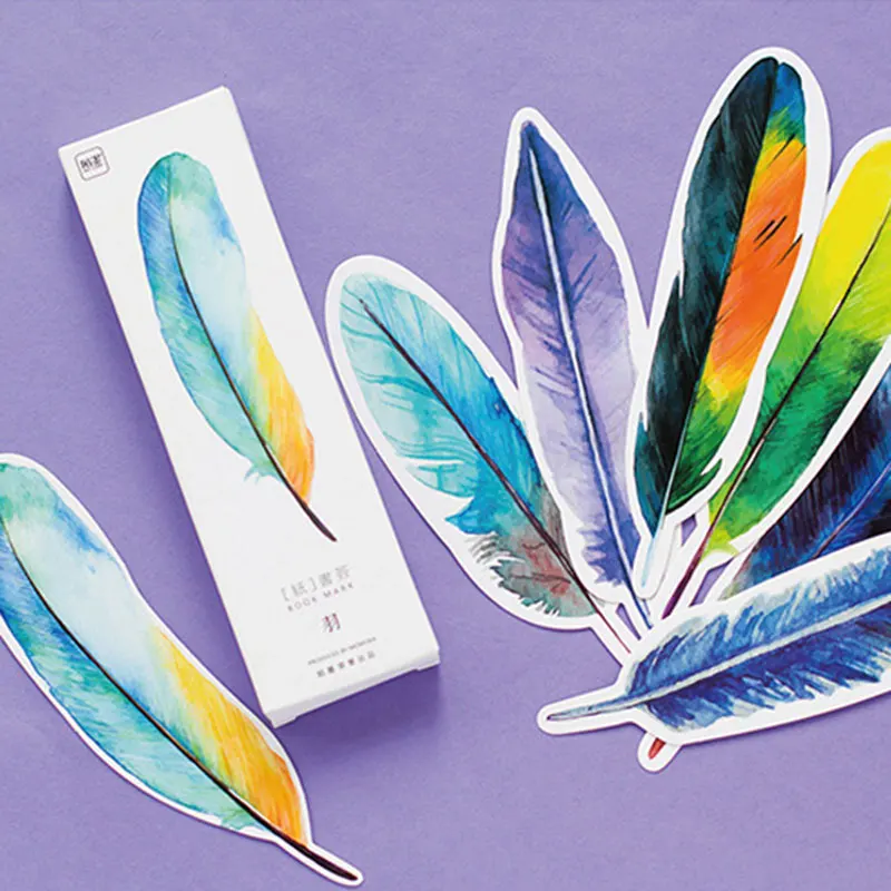 Zeecan Diy Supplie Colourful Feathers Flying Bird Bookmark Message Card Book Holder