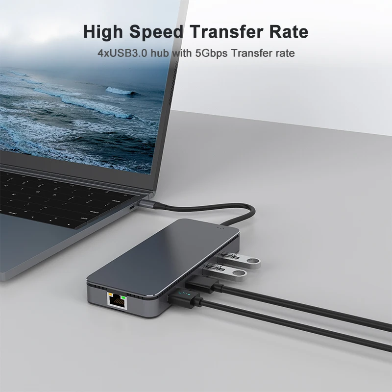 USBC PD charging MD VGA RJ45 gigabit ethernet C SD TF card reader 11 in 1 usb c hub