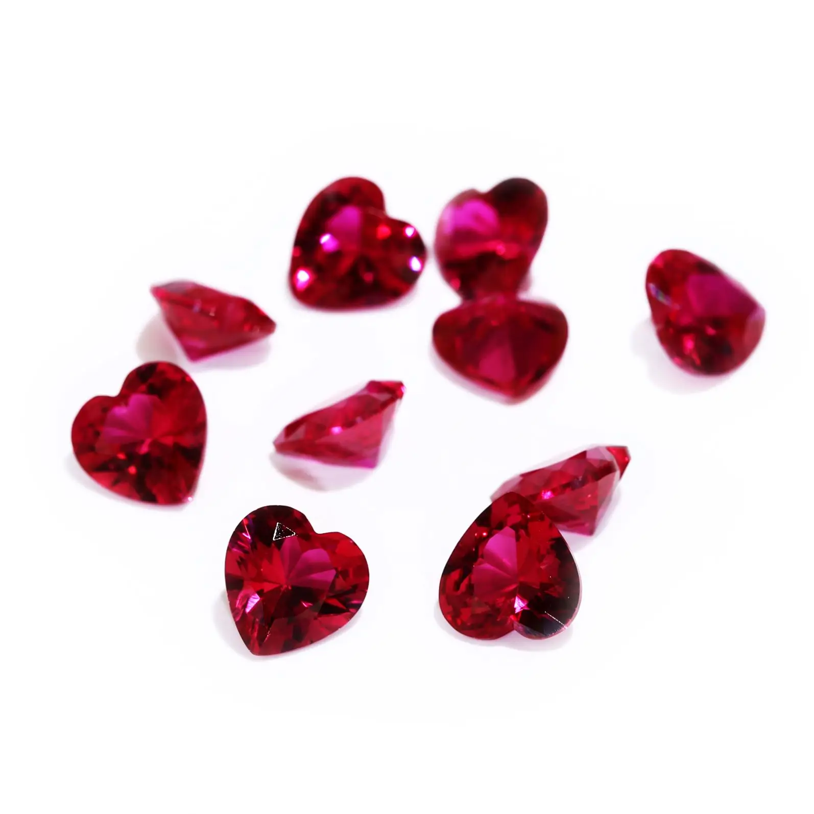 Megan gem price  5# Ruby Red Color Polished Corundum heart shape cut Stones synthetic lab createdgems love gift custom jewelry