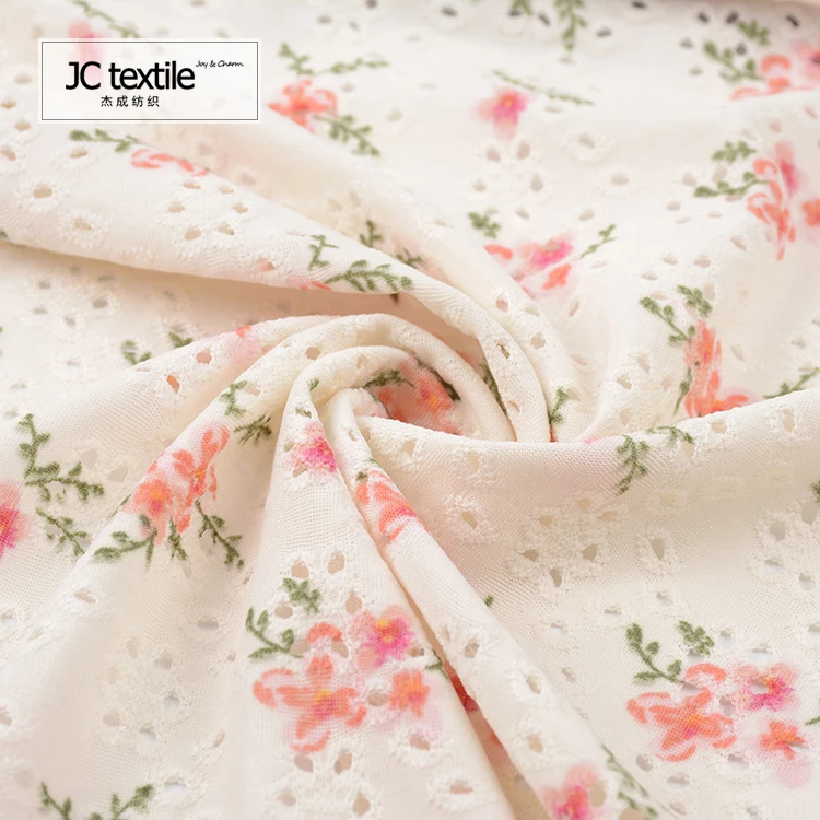 JC-K2165 Manufactory polyester spandex  embroidery  like wholesale floral jacquard  knit fabric