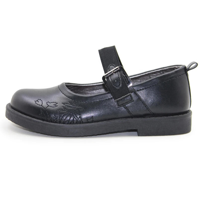 
OEM Customized Cheap Kids Black Leather Shoes Girls Dress Flat Uniform School Shoes 